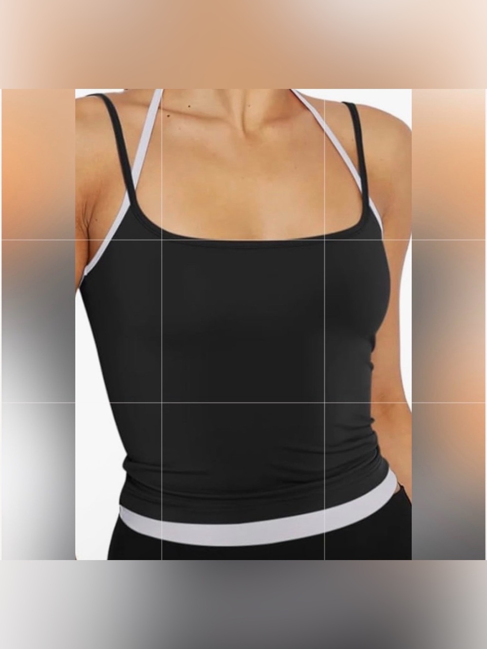 REORIA Black & White Double Lined Halter Camisole Crop Top, Size M